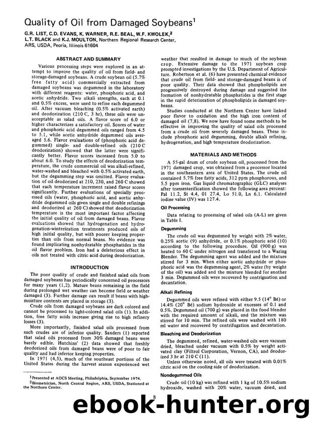 Quality of oil from damaged soybeans by Unknown