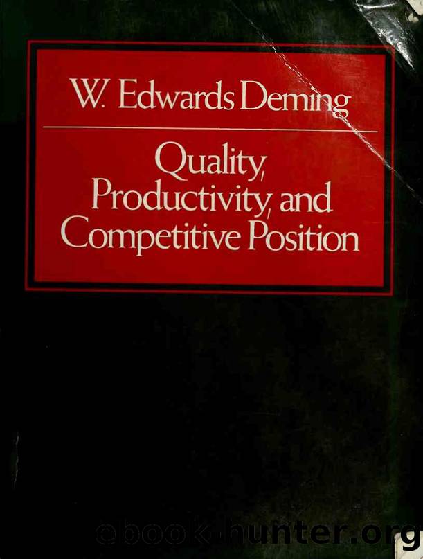 Quality, productivity, and competitive position by Deming W. Edwards (William Edwards) 1900-1993