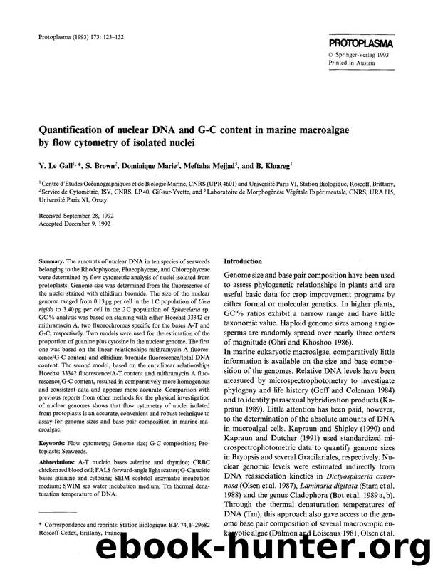 Quantification of nuclear DNA and G-C content in marine macroalgae by flow cytometry of isolated nuclei by Unknown