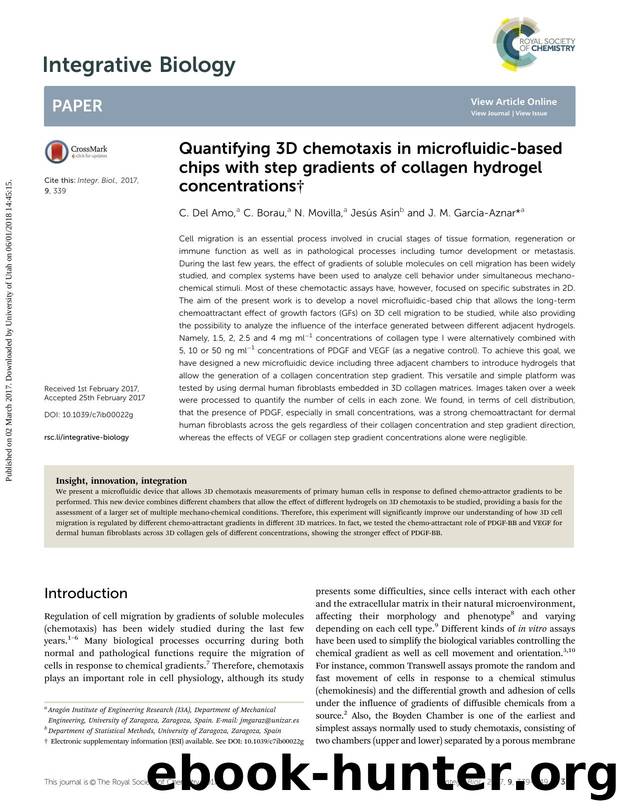 Quantifying 3D chemotaxis in microfluidic-based chips with step gradients of collagen hydrogel concentrations by C. Del Amo & C. Borau & N. Movilla & Jes&&#xfa;s As&&#xed;n & J. M. Garc&&#xed;a-Aznar
