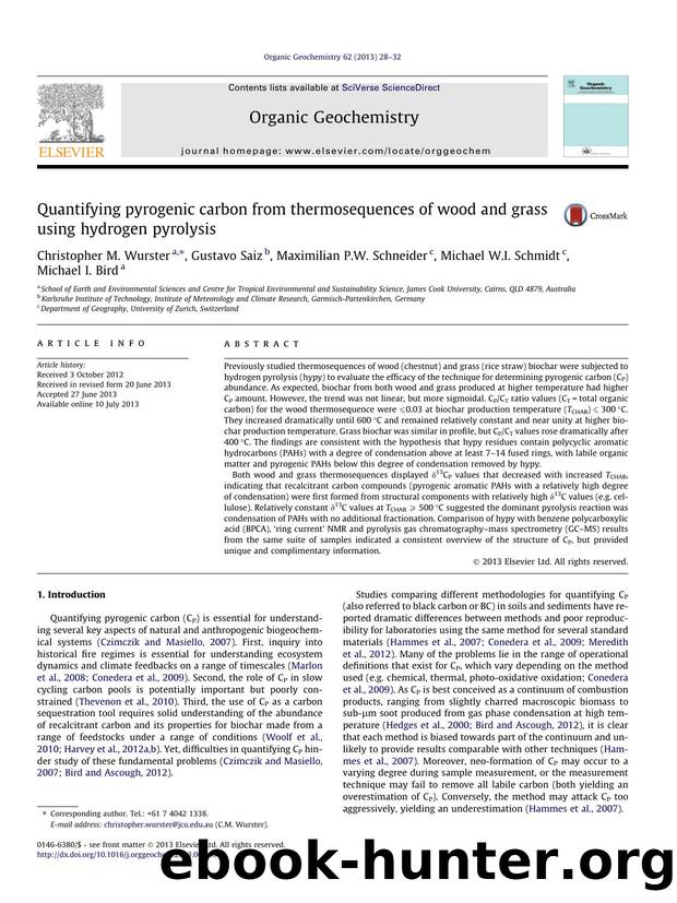 Quantifying pyrogenic carbon from thermosequences of wood and grass using hydrogen pyrolysis by unknow