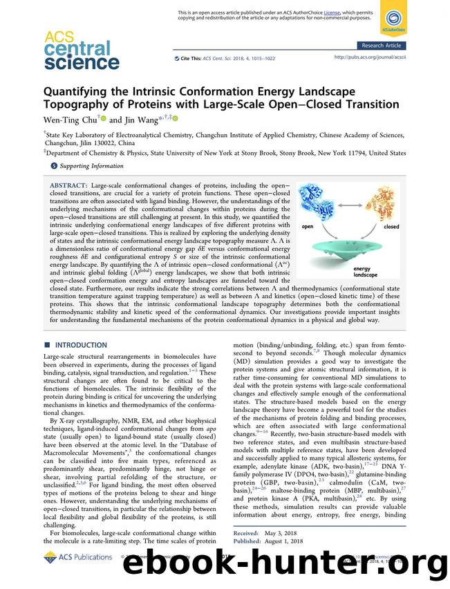 Quantifying the Intrinsic Conformation Energy Landscape Topography of Proteins with Large-Scale OpenâClosed Transition by Wen-Ting Chu (ORCID: 0000-0002-3377-389X) & Jin Wang (ORCID: 0000-0002-2841-4913)
