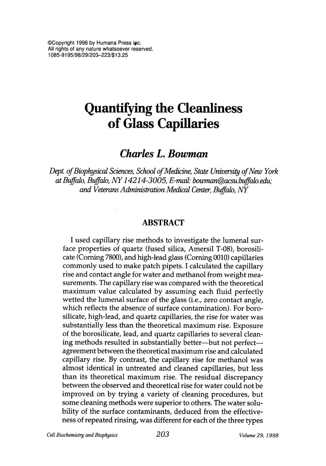 Quantifying the cleanliness of glass capillaries by Unknown