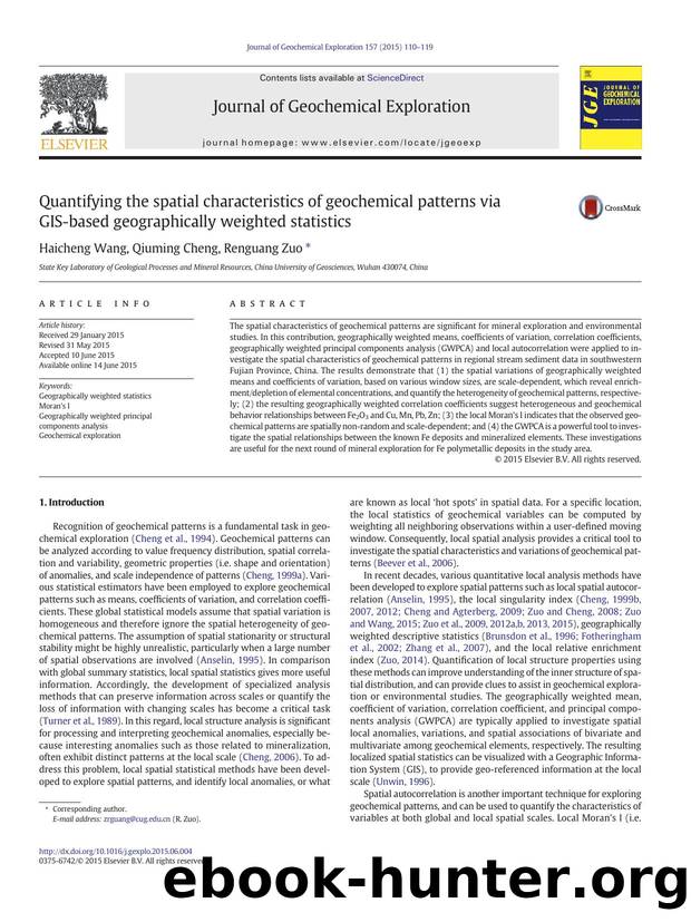 Quantifying the spatial characteristics of geochemical patterns via GIS-based geographically weighted statistics by Haicheng Wang & Qiuming Cheng & Renguang Zuo