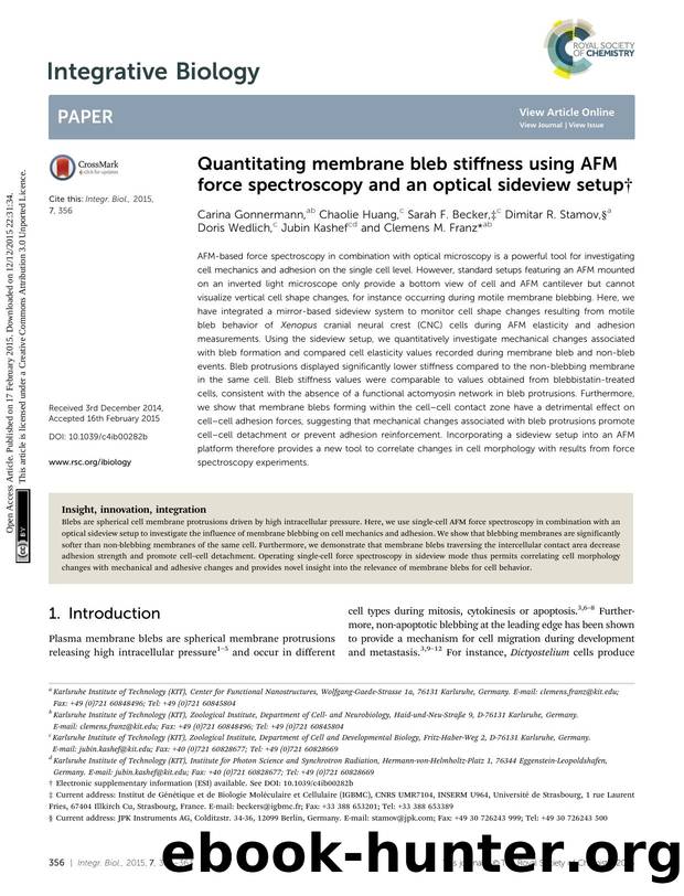 Quantitating membrane bleb stiffness using AFM force spectroscopy and an optical sideview setup by unknow