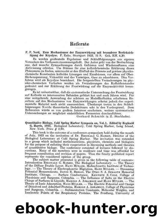 Quantitative Biology, Cold Spring Harbor Symposia on, Vol. 1 by Unknown