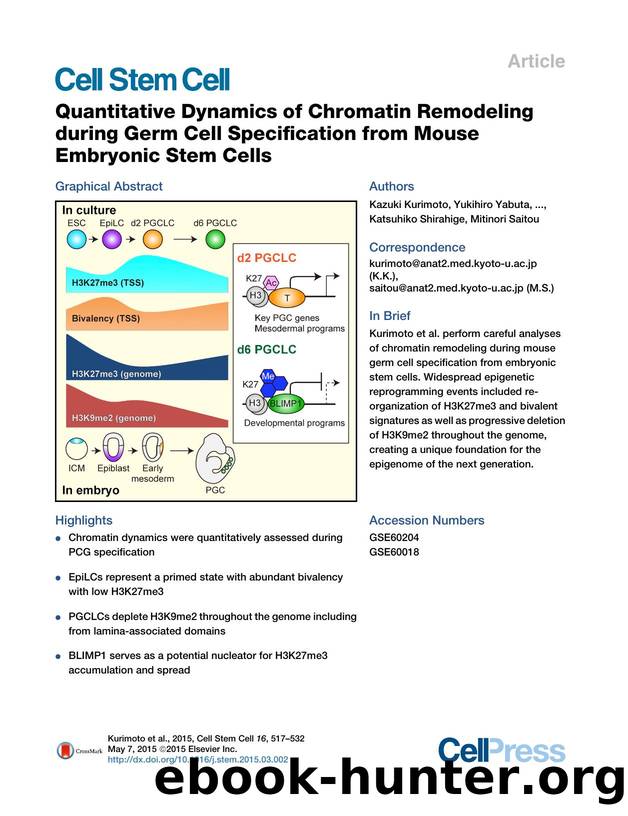 Quantitative Dynamics of Chromatin Remodeling during Germ Cell Specification from Mouse Embryonic Stem Cells by unknow