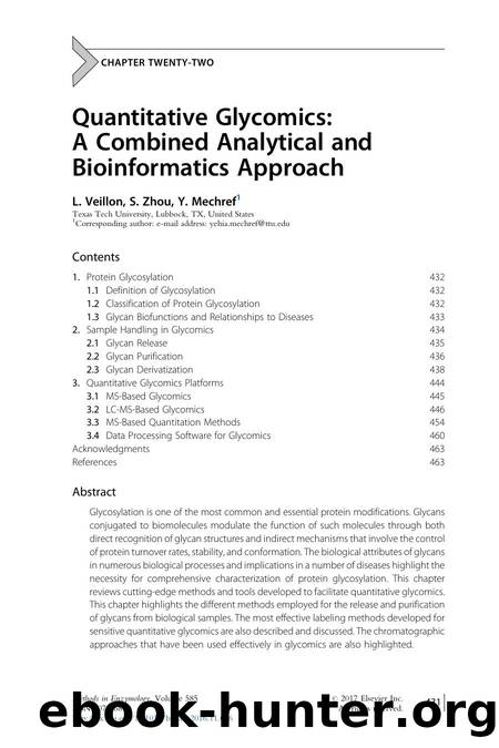 Quantitative Glycomics: A Combined Analytical and Bioinformatics Approach by L. Veillon & S. Zhou & Y. Mechref