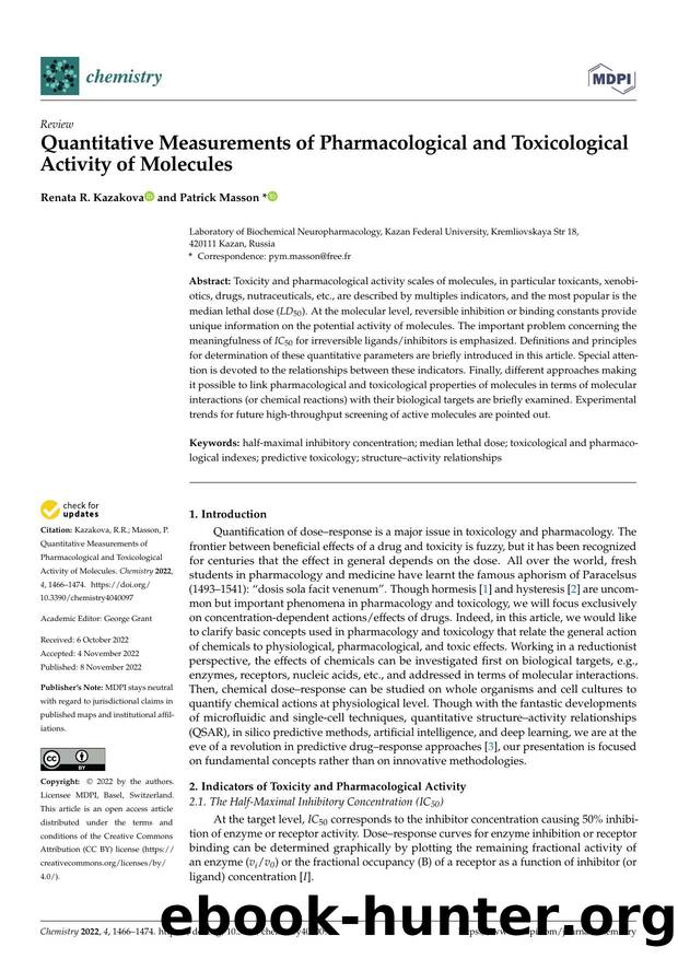 Quantitative Measurements of Pharmacological and Toxicological Activity of Molecules by Renata R. Kazakova & Patrick Masson