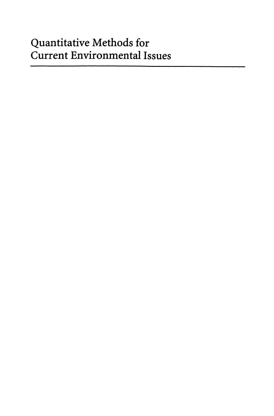 Quantitative Methods for Current Environmental Issues by unknow