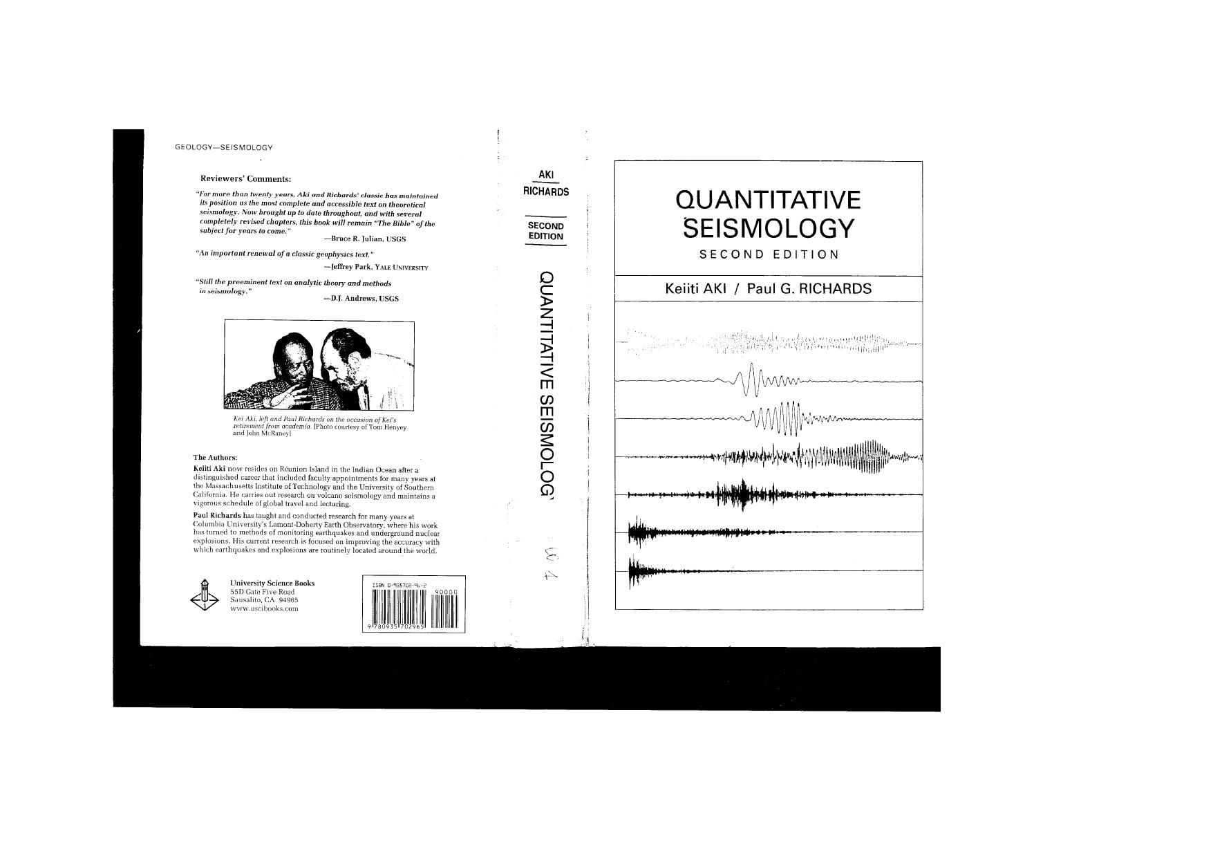 Quantitative Seismology by Keiiti Aki Paul G. Richards