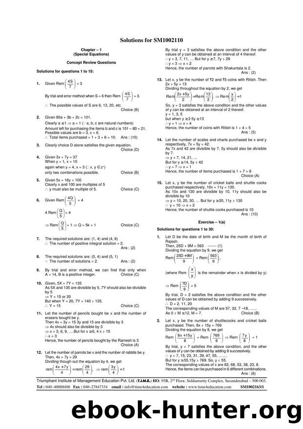 Quantitative Solutions by Unknown