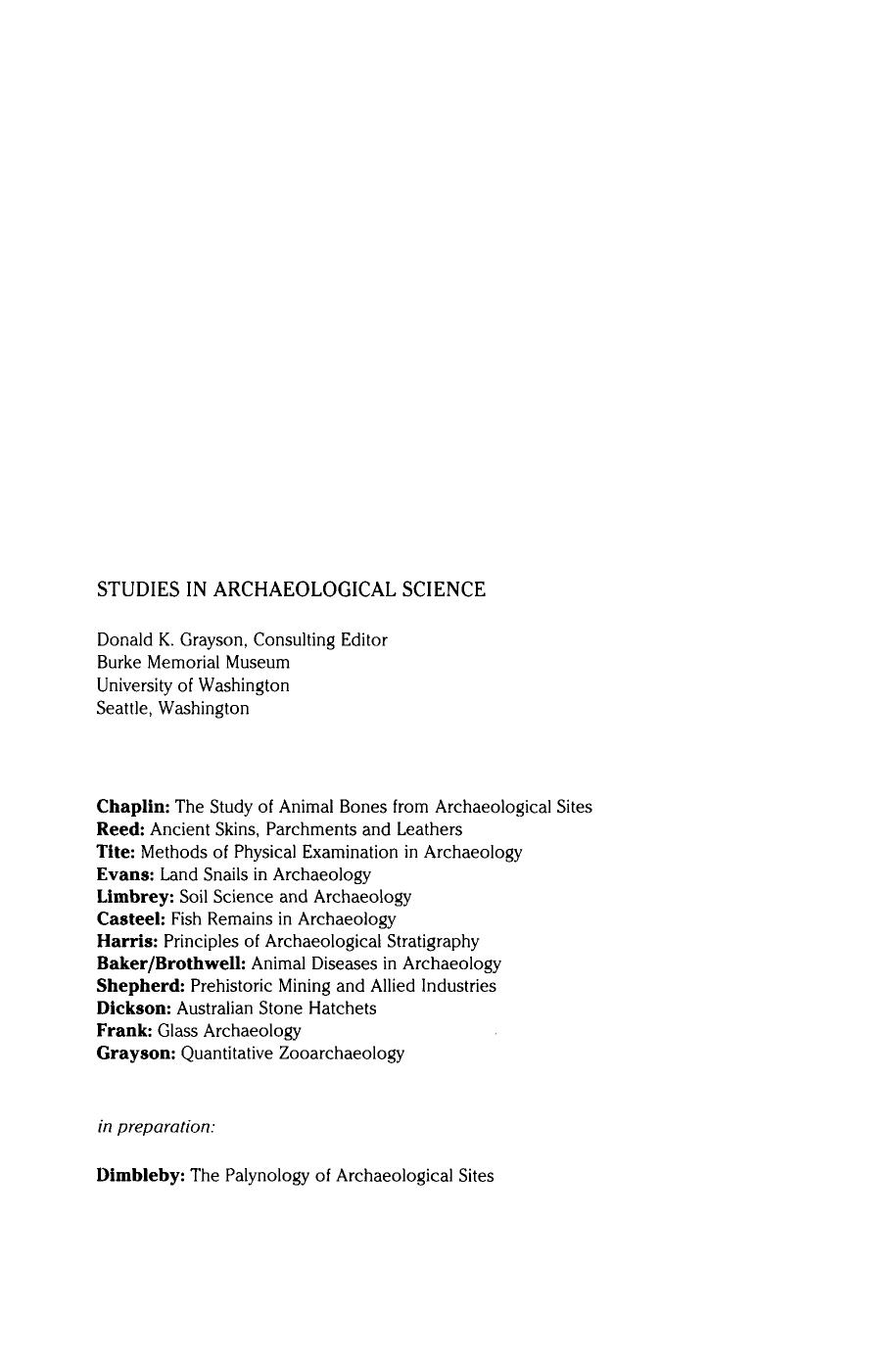 Quantitative Zooarchaeology. Topics in the Analysis of Archaelogical Faunas by Donald K. Grayson (Auth.)