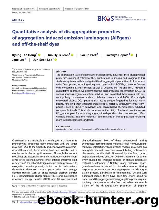 Quantitative analysis of disaggregation properties of aggregationâinduced emission luminogens (AIEgens) and offâtheâshelf dyes by Unknown