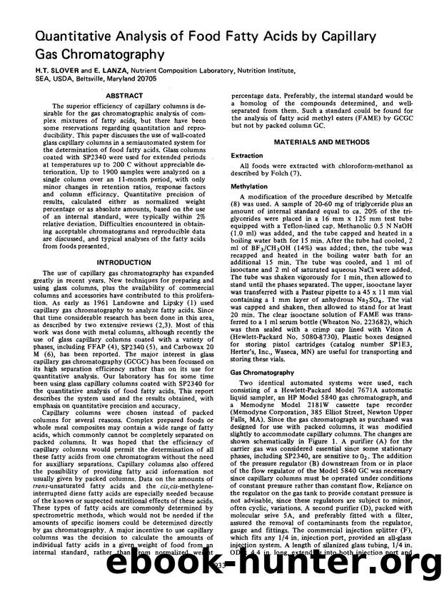 Quantitative analysis of food fatty acids by capillary gas chromatography by Unknown