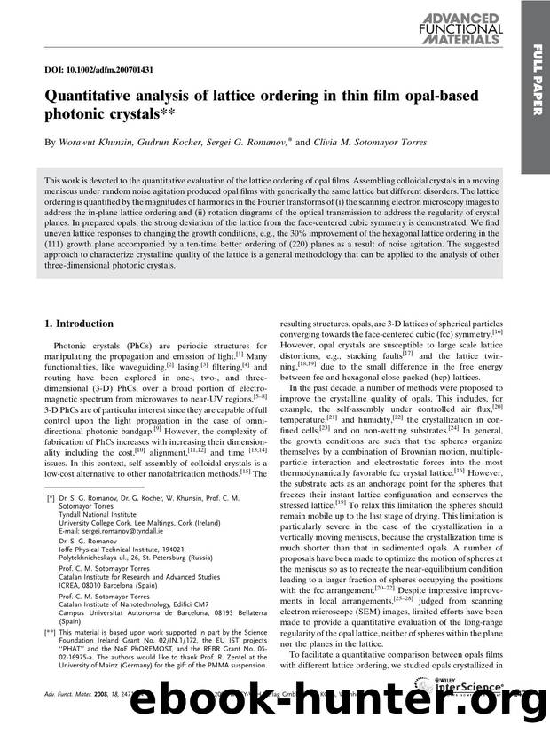 Quantitative analysis of lattice ordering in thin film opal-based photonic crystals by Unknown