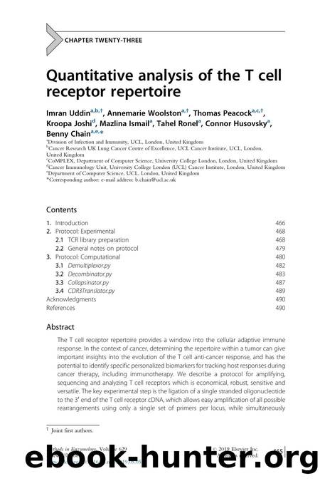 Quantitative analysis of the T cell receptor repertoire by unknow
