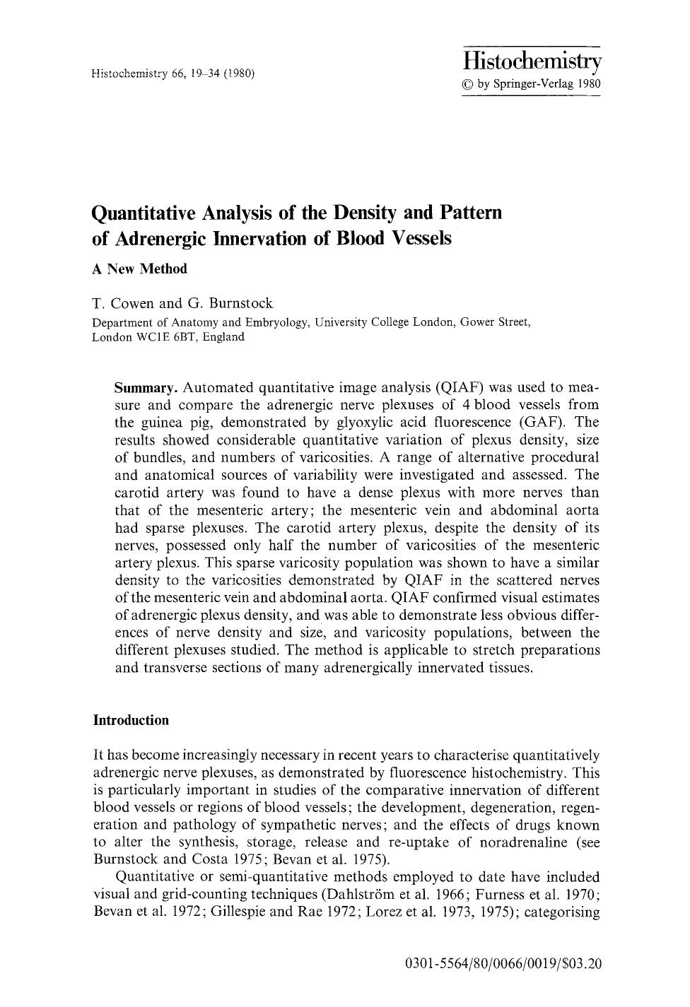 Quantitative analysis of the density and pattern of adrenergic innervation of blood vessels by Unknown