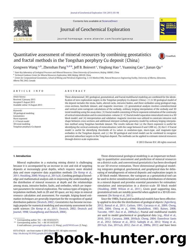 Quantitative assessment of mineral resources by combining geostatistics and fractal methods in the Tongshan porphyry Cu deposit (China) by Gongwen Wang & Zhenshan Pang & Jeff B. Boisvert & Yinglong Hao & Yuanxing Cao & Jianan Qu