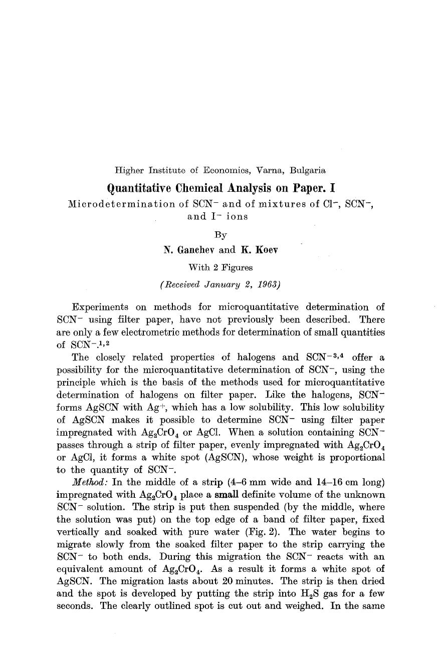 Quantitative chemical analysis on paper. I by Unknown