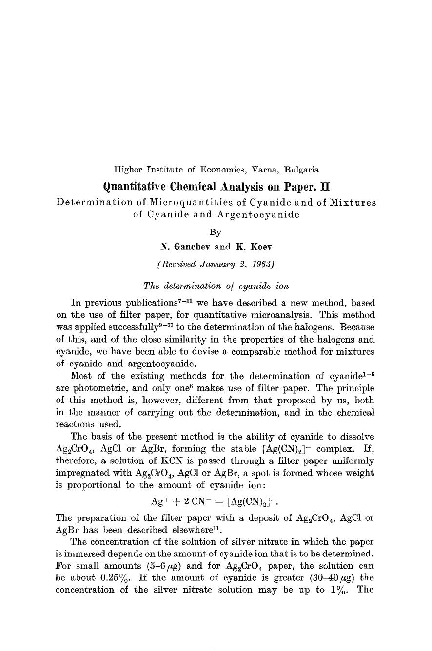 Quantitative chemical analysis on paper. II by Unknown