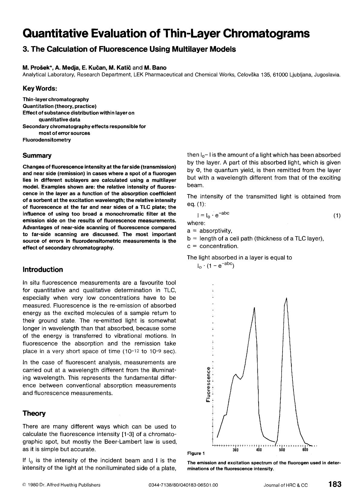 Quantitative evaluation of thin-layer chromatograms. 3. The calculation of fluorescence using multilayer models by Unknown