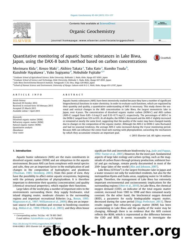 Quantitative monitoring of aquatic humic substances in Lake Biwa, Japan, using the DAX-8 batch method based on carbon concentrations by unknow