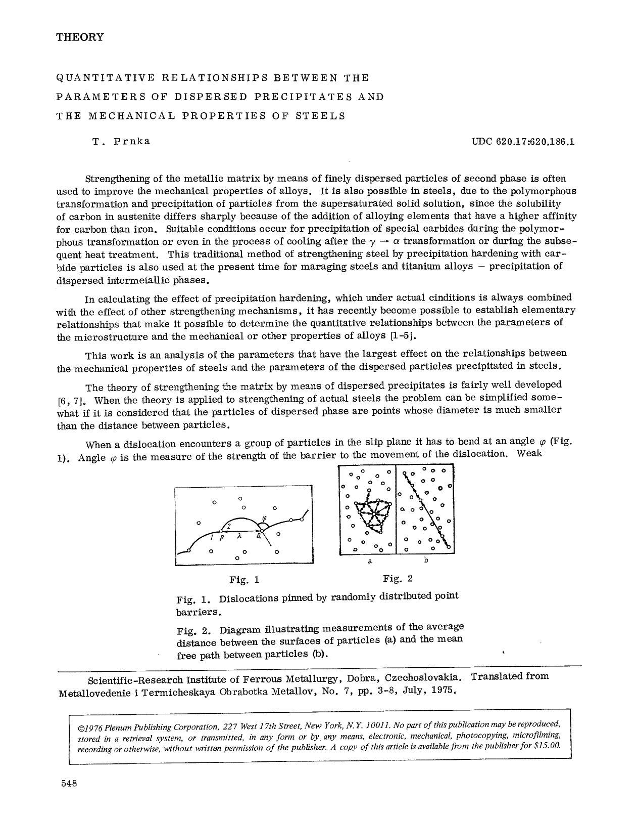 Quantitative relationships between the parameters of dispersed precipitates and the mechanical properties of steels by Unknown