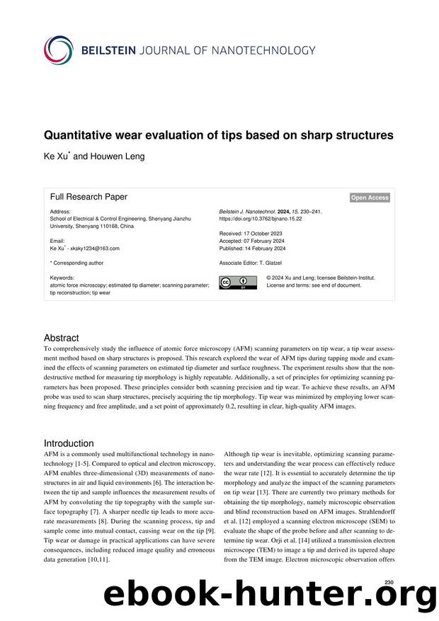 Quantitative wear evaluation of tips based on sharp structures by Ke Xu Houwen Leng