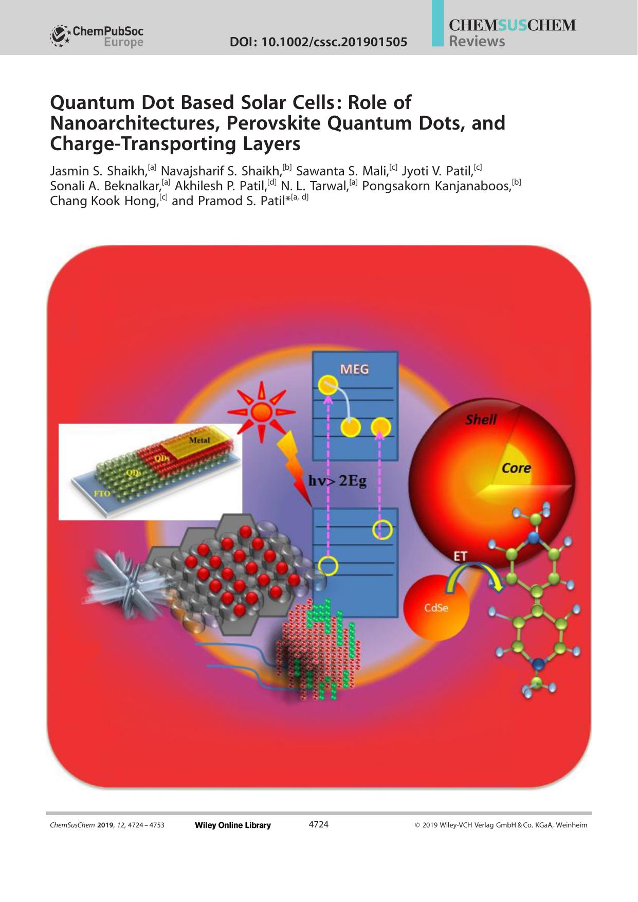 Quantum Dot Based Solar Cells: Role of Nanoarchitectures, Perovskite Quantum Dots, and ChargeâTransporting Layers by Unknown