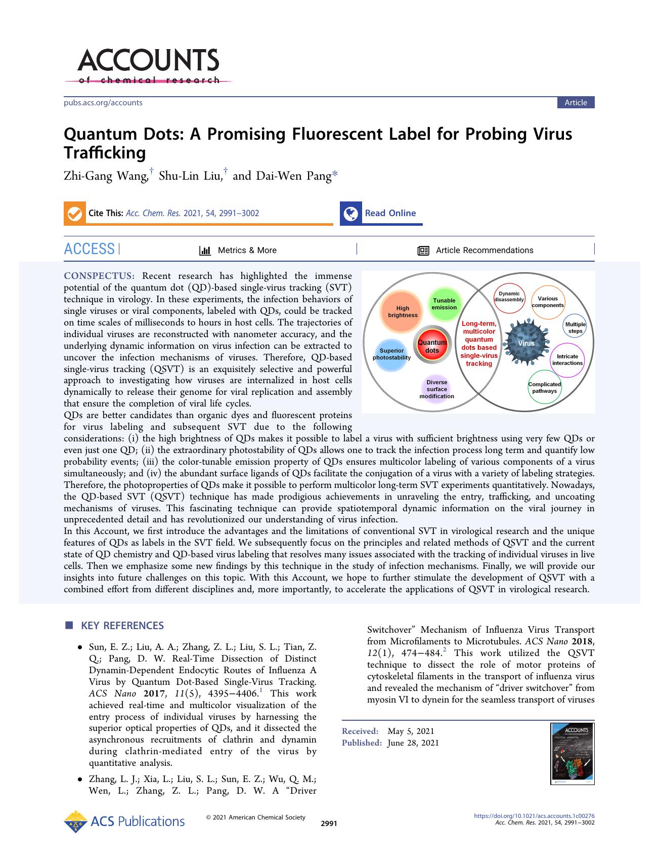 Quantum Dots: A Promising Fluorescent Label for Probing Virus Trafficking by Zhi-Gang Wang Shu-Lin Liu and Dai-Wen Pang
