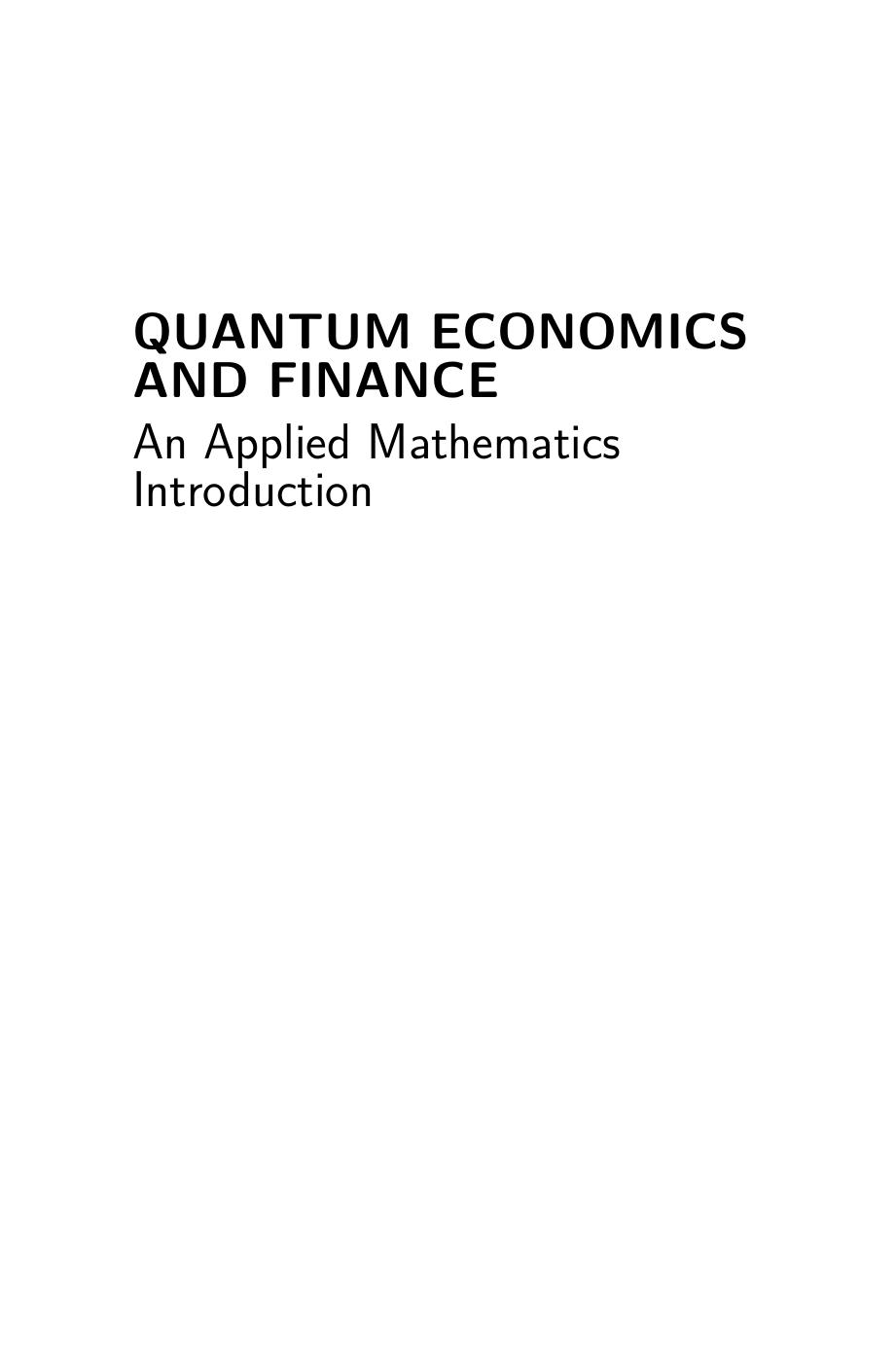 Quantum Economics and Finance: An Applied Mathematics Introduction by David Orrell