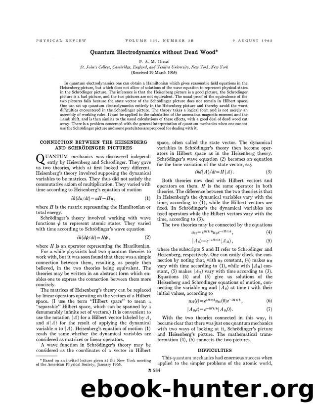 Quantum Electrodynamics without Dead Wood by P. A. M. Dirac