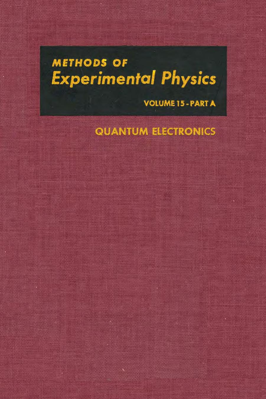 Quantum Electronics by C.L. Tang (Eds.)