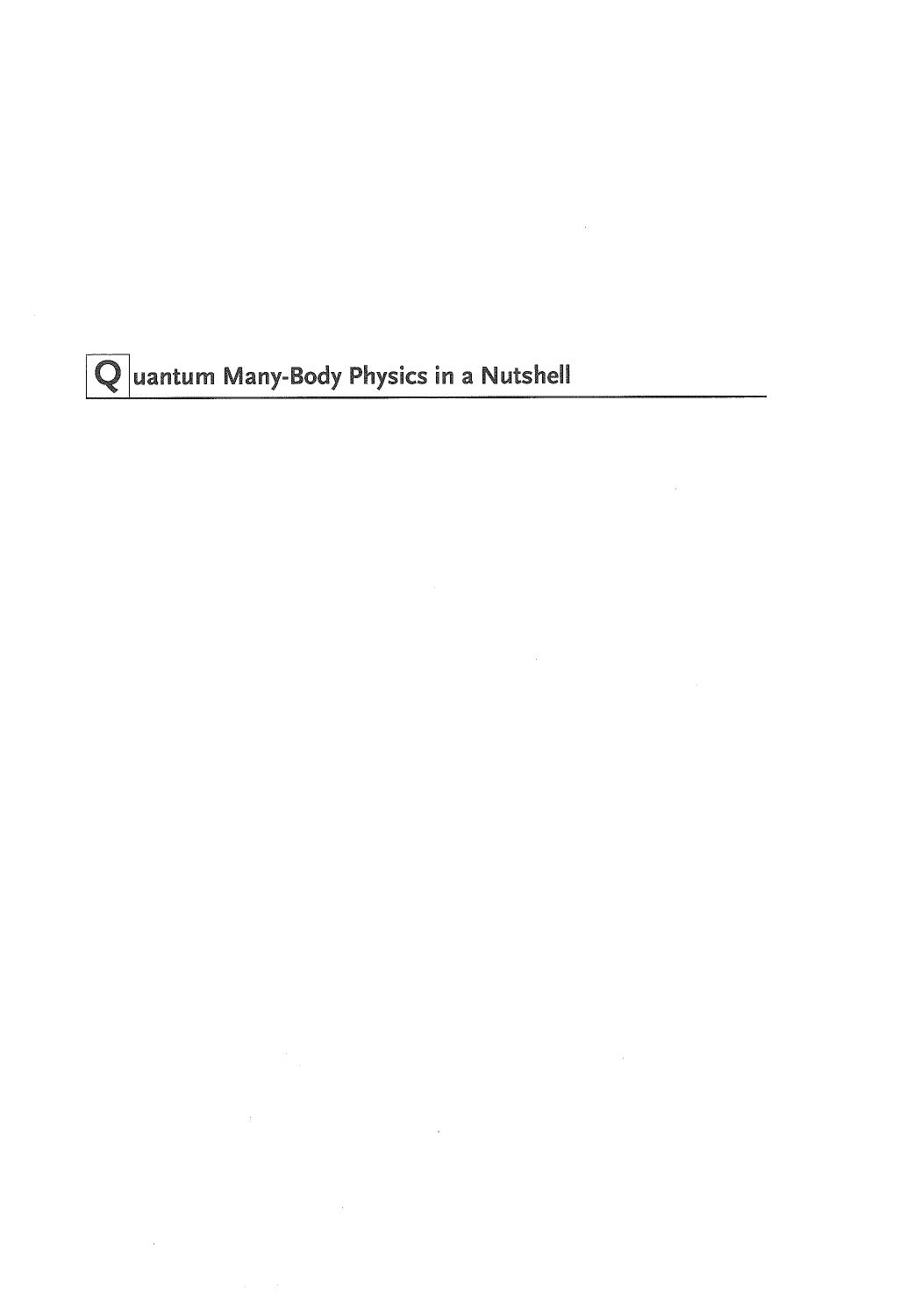 Quantum Many-Body Physics in a Nutshell by Edward Shuryak