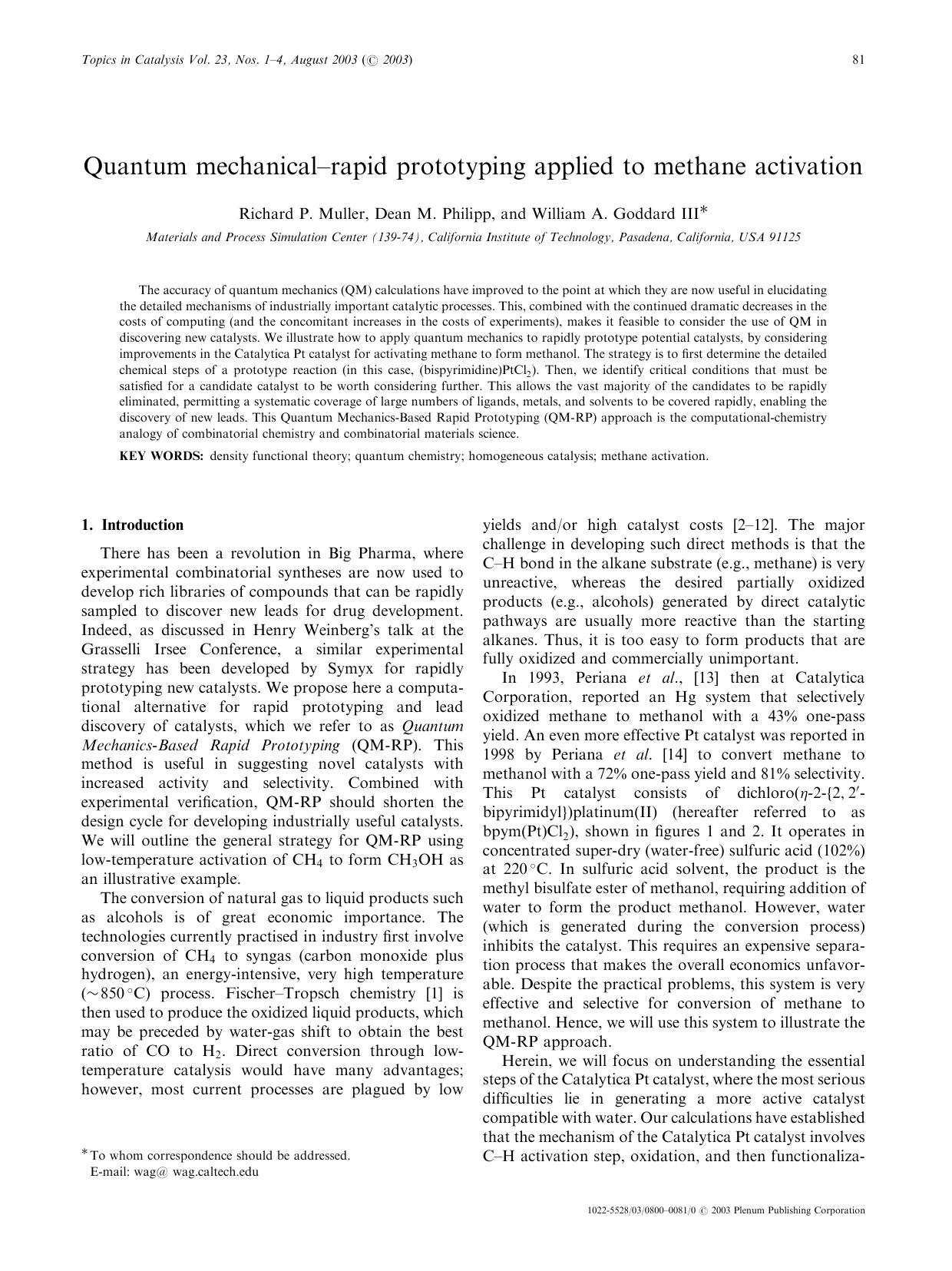 Quantum Mechanical&#x2013;Rapid Prototyping Applied to Methane Activation by Unknown