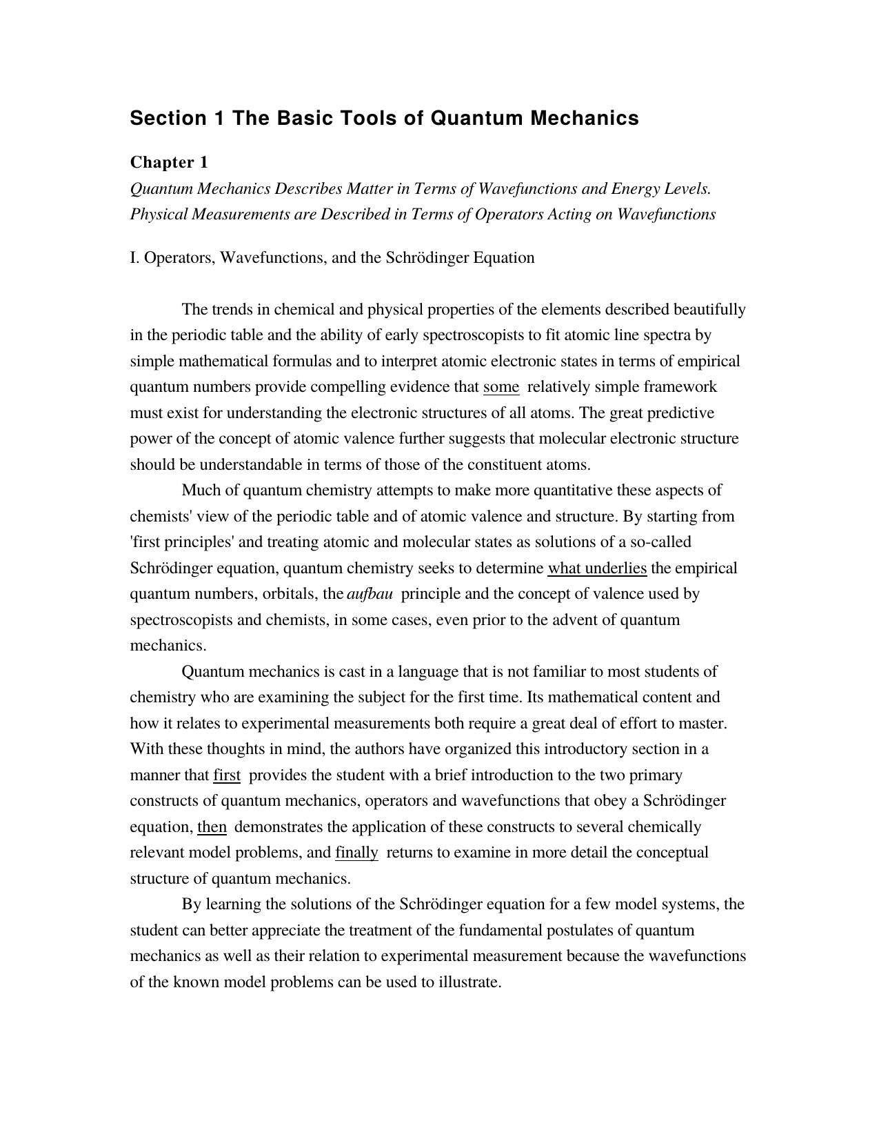 Quantum Mechanics in Chemistry by Jack Simons