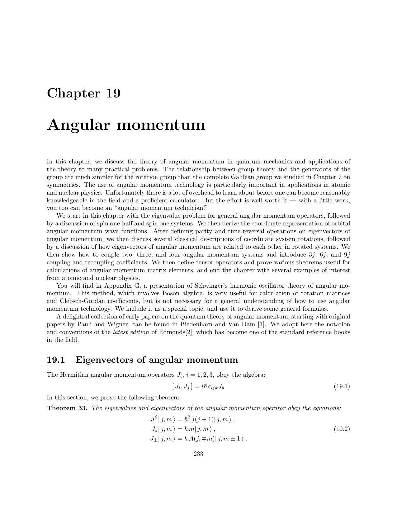 Quantum Mechanics: Fundamental Principles and Applications: Angular Momentum Champter by John F. Dawson