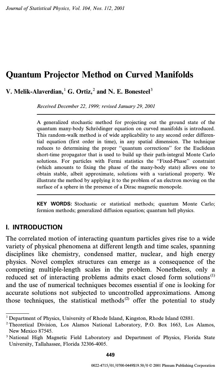 Quantum Projector Method on Curved Manifolds by Unknown