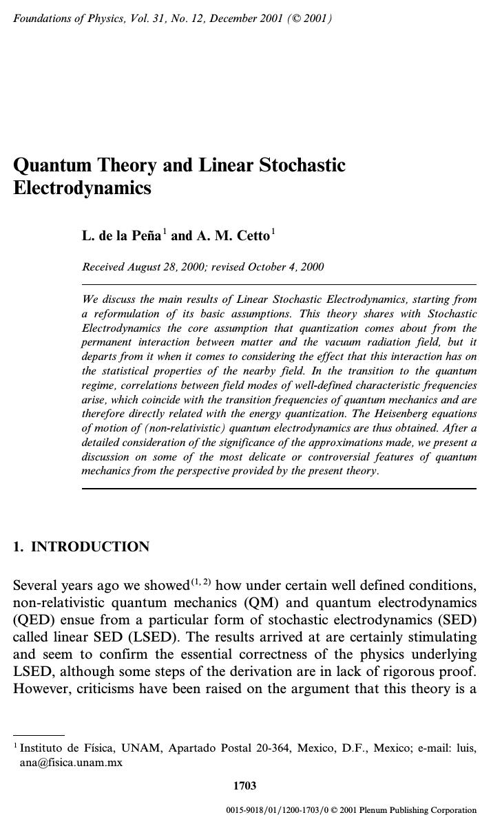 Quantum Theory and Linear Stochastic Electrodynamics by Unknown