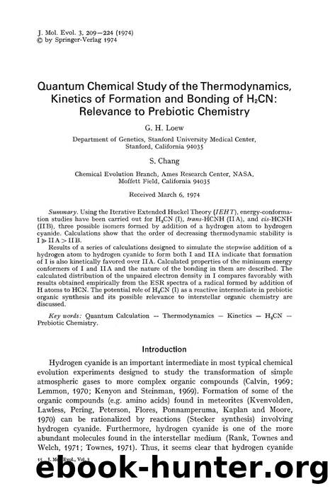 Quantum chemical study of the thermodynamics, kinetics of formation and bonding of H <Subscript>2 <Subscript>CN: Relevance to prebiotic chemistry by Unknown