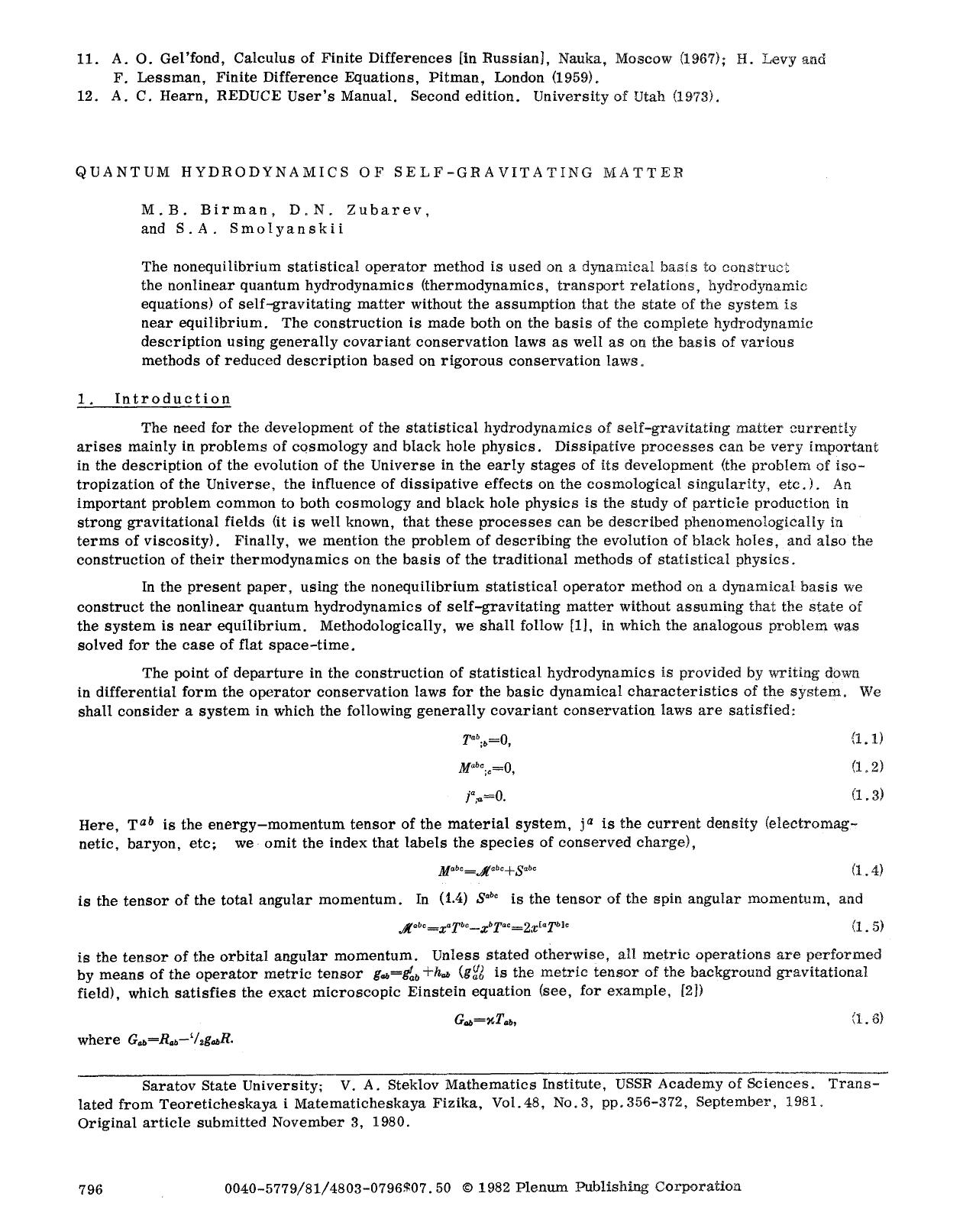 Quantum hydrodynamics of self-gravitating matter by Unknown