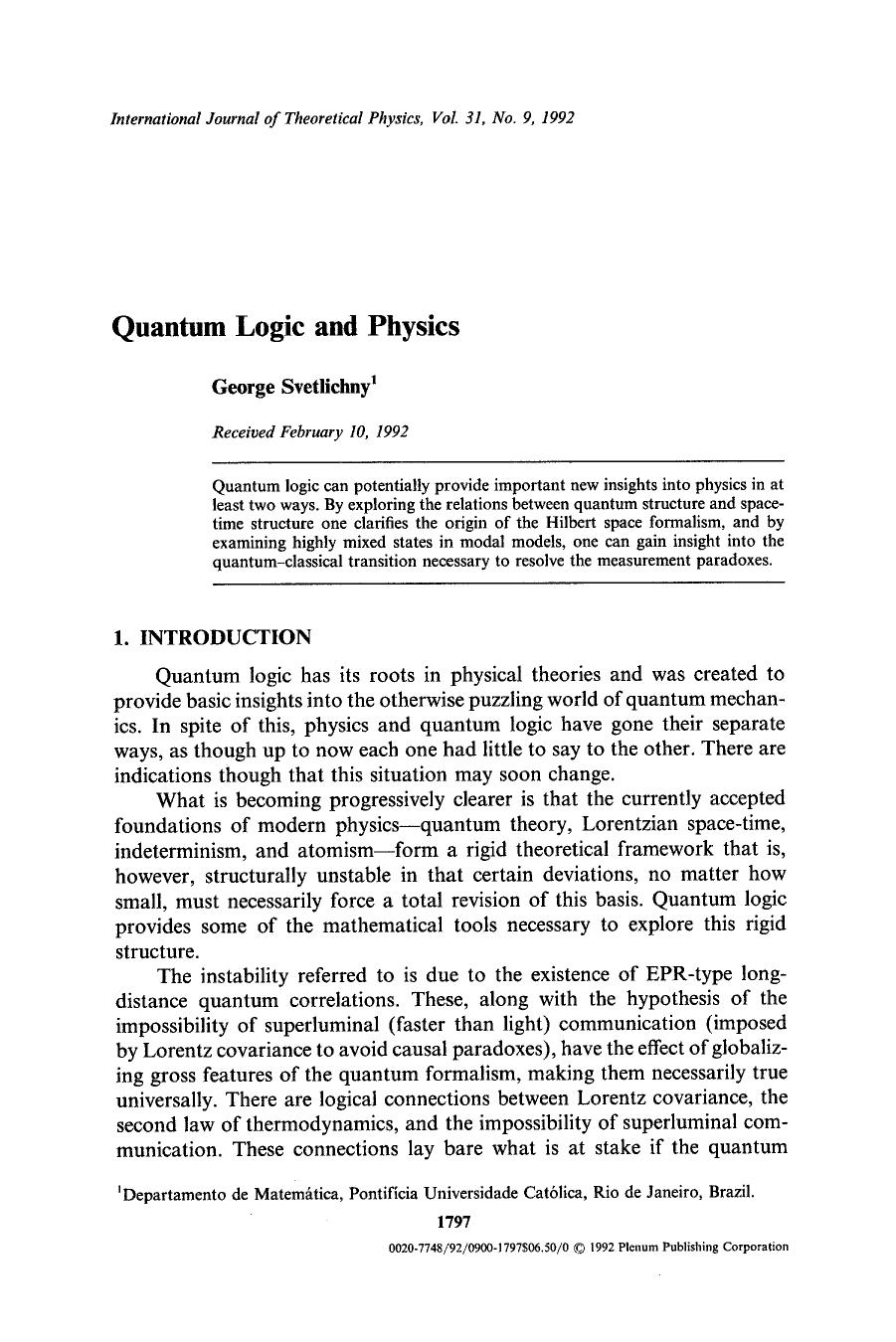 Quantum logic and physics by Unknown