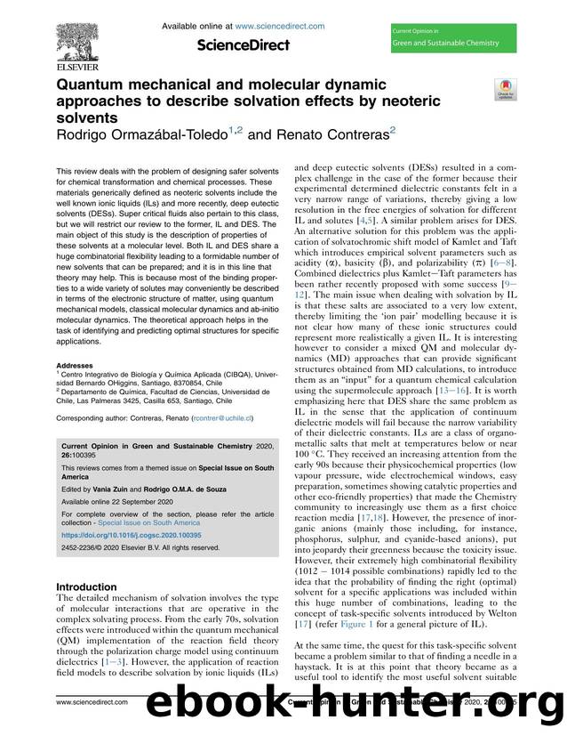 Quantum mechanical and molecular dynamic approaches to describe solvation effects by neoteric solvents by Rodrigo Ormazábal-Toledo