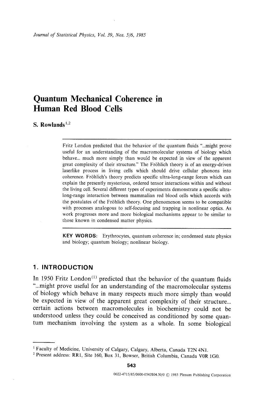 Quantum mechanical coherence in human red blood cells by Unknown