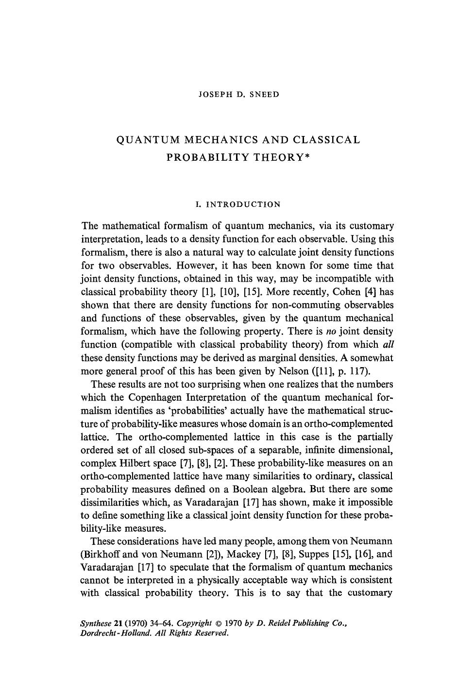 Quantum mechanics and classical probability theory by Unknown