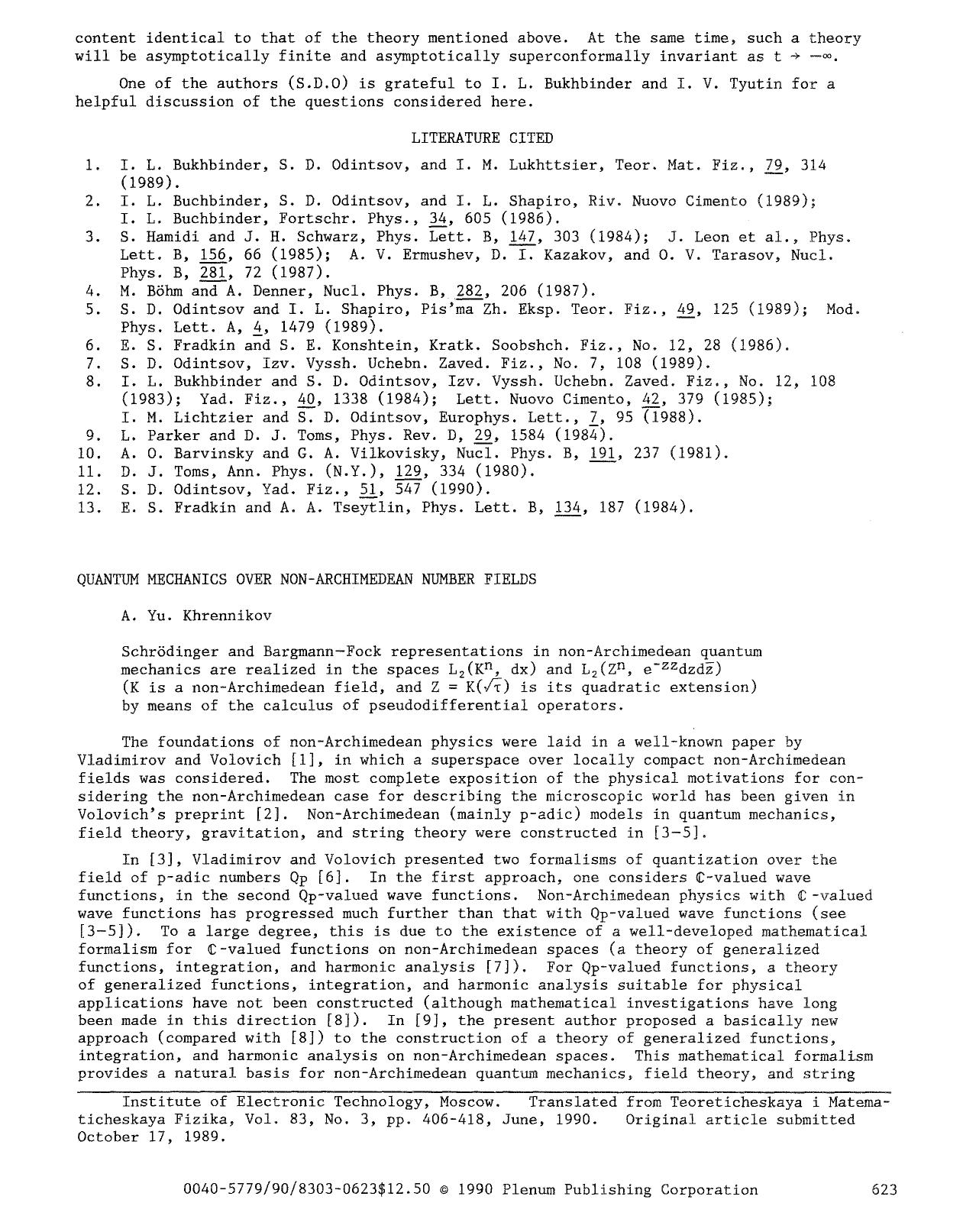 Quantum mechanics over non-Archimedean number fields by Unknown