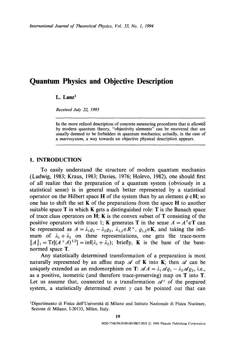 Quantum physics and objective description by Unknown
