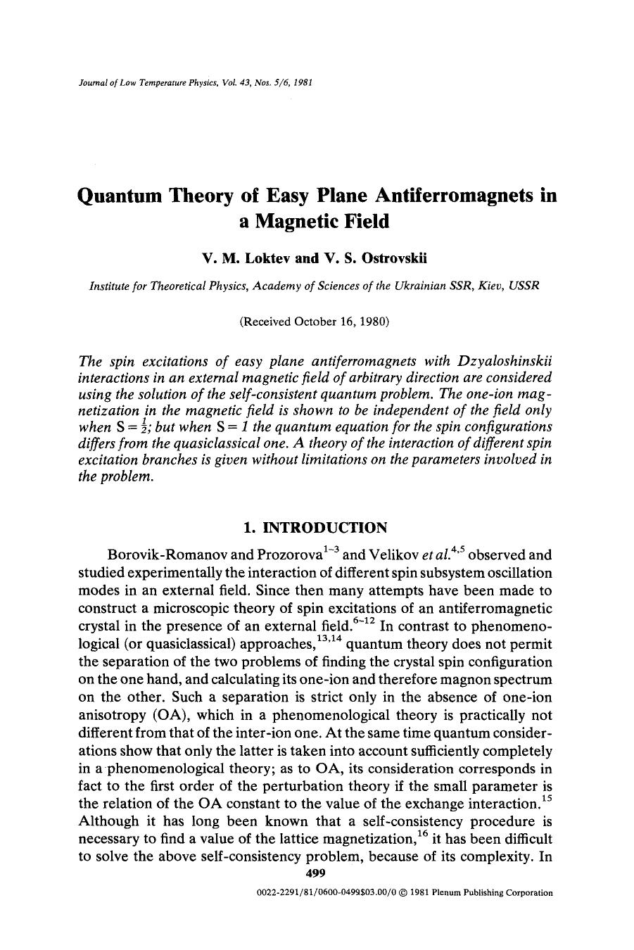 Quantum theory of easy plane antiferromagnets in a magnetic field by Unknown