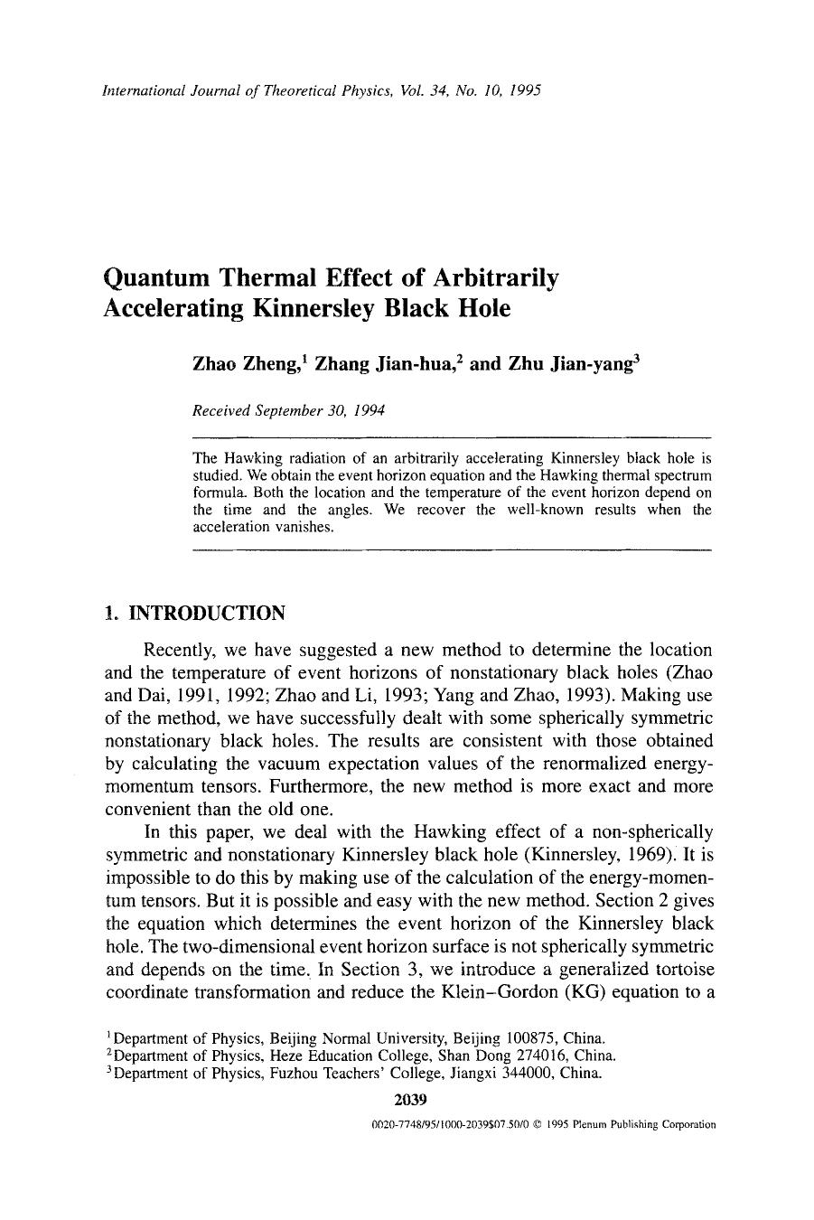 Quantum thermal effect of arbitrarily accelerating Kinnersley black hole by Unknown